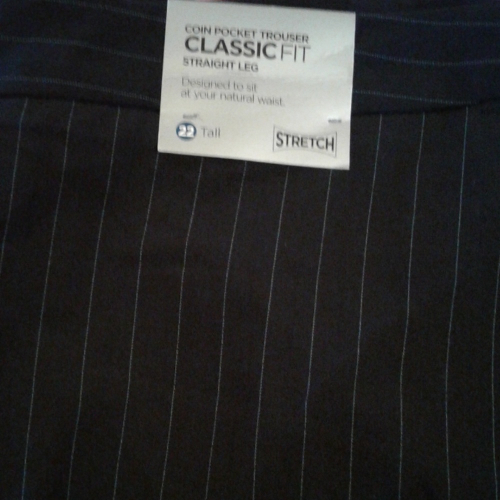 Avenue TALL nBlue Pin Striped Straight Leg Trouser